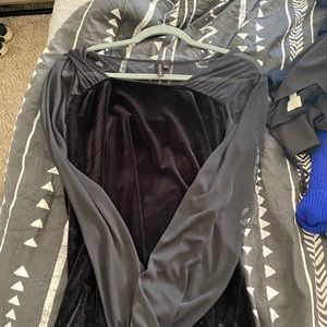 velvet with mesh sleeves